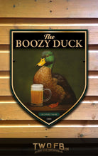 Load image into Gallery viewer, Boozy Duck, Custom bar sign, hanging pub sign, Bar sign, pub sign, Personalised bar sign, Funny bar sign, home bar signs uk, bar signs uk, bar signs.co.uk, custom pub sign uk, pub sign design, outdoor bar signs