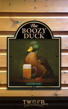 Load image into Gallery viewer, Boozy Duck, Custom bar sign, hanging pub sign, Bar sign, pub sign, Personalised bar sign, Funny bar sign, home bar signs uk, bar signs uk, bar signs.co.uk, custom pub sign uk, pub sign design, outdoor bar signs