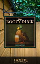 Load image into Gallery viewer, Boozy Duck, Custom bar sign, hanging pub sign, Bar sign, pub sign, Personalised bar sign, Funny bar sign, home bar signs uk, bar signs uk, bar signs.co.uk, custom pub sign uk, pub sign design, outdoor bar signs