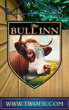 Load image into Gallery viewer, Bull Inn, Custom bar sign, hanging pub sign, Bar sign, pub sign, Personalised bar sign, Funny bar sign, home bar signs uk, bar signs uk, bar signs.co.uk, custom pub sign uk, pub sign design, outdoor bar signs