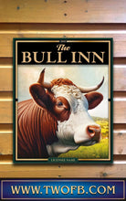 Load image into Gallery viewer, Bull Inn, Custom bar sign, hanging pub sign, Bar sign, pub sign, Personalised bar sign, Funny bar sign, home bar signs uk, bar signs uk, bar signs.co.uk, custom pub sign uk, pub sign design, outdoor bar signs