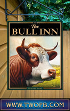 Load image into Gallery viewer, Bull Inn, Custom bar sign, hanging pub sign, Bar sign, pub sign, Personalised bar sign, Funny bar sign, home bar signs uk, bar signs uk, bar signs.co.uk, custom pub sign uk, pub sign design, outdoor bar signs