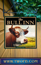 Load image into Gallery viewer, Bull Inn, Custom bar sign, hanging pub sign, Bar sign, pub sign, Personalised bar sign, Funny bar sign, home bar signs uk, bar signs uk, bar signs.co.uk, custom pub sign uk, pub sign design, outdoor bar signs