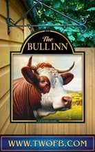 Load image into Gallery viewer, Bull Inn, Custom bar sign, hanging pub sign, Bar sign, pub sign, Personalised bar sign, Funny bar sign, home bar signs uk, bar signs uk, bar signs.co.uk, custom pub sign uk, pub sign design, outdoor bar signs