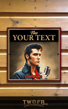 Load image into Gallery viewer, Elvis Presley-themed customizable sign with a wooden background