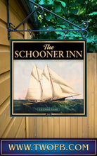 Load image into Gallery viewer, Schooner Inn, Custom bar sign, hanging pub sign, Bar sign, pub sign, Personalised bar sign, Funny bar sign, home bar signs uk, bar signs uk, bar signs.co.uk, custom pub sign uk, pub sign design, outdoor bar signs