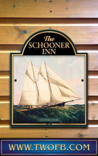 Load image into Gallery viewer, Schooner Inn, Custom bar sign, hanging pub sign, Bar sign, pub sign, Personalised bar sign, Funny bar sign, home bar signs uk, bar signs uk, bar signs.co.uk, custom pub sign uk, pub sign design, outdoor bar signs