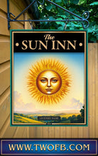 Load image into Gallery viewer, The Sun Inn, Custom bar sign, hanging pub sign, Bar sign, pub sign, Personalised bar sign, Funny bar sign, home bar signs uk, bar signs uk, bar signs.co.uk, custom pub sign uk, pub sign design, outdoor bar signs