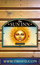 Load image into Gallery viewer, The Sun Inn, Custom bar sign, hanging pub sign, Bar sign, pub sign, Personalised bar sign, Funny bar sign, home bar signs uk, bar signs uk, bar signs.co.uk, custom pub sign uk, pub sign design, outdoor bar signs