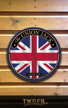 Load image into Gallery viewer, Union Jack design on a wooden background