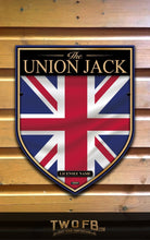 Load image into Gallery viewer, Union Jack design on a wooden background
