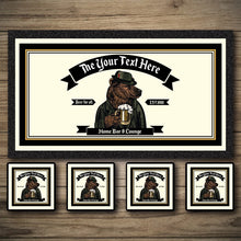 Load image into Gallery viewer, Personalised Bar Mats | Drip Mats | Custom Bar Runners | Grizzly Bear