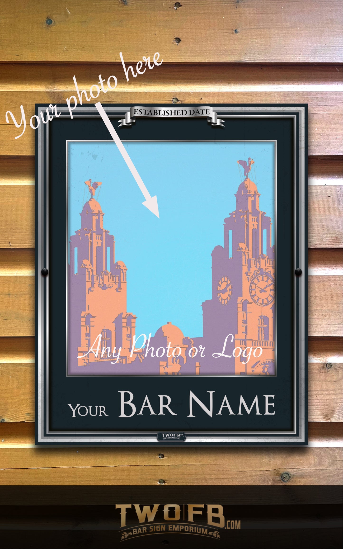 Personalised Photo Sign | Personalised Bar Sign | Silver pub sign