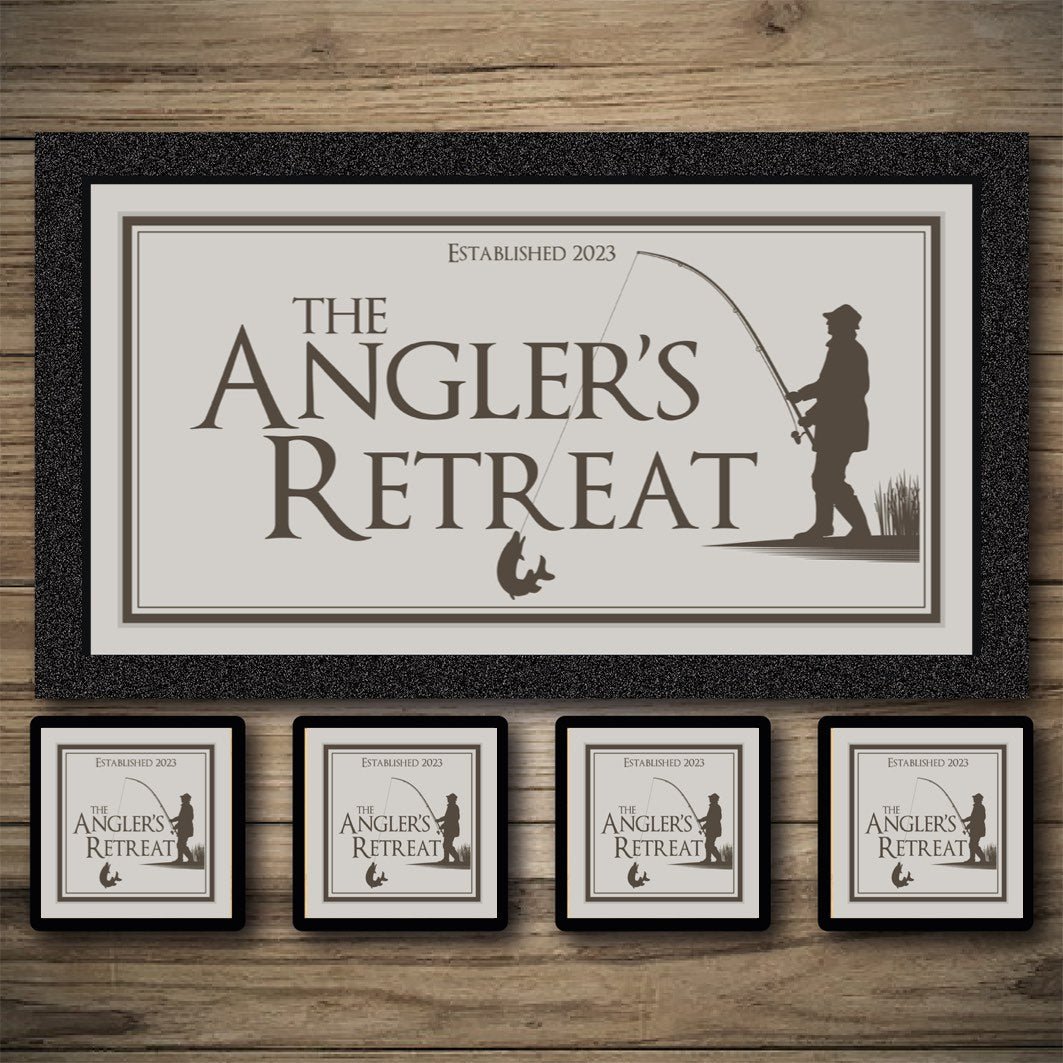 Fishing Bar runner, Custom bar runner, Anglers retreat ber mats