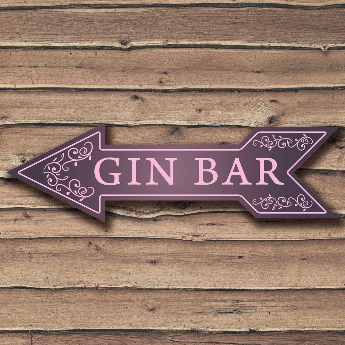 Arrow Bar Sign Pink Gin Custom Signs from Twofb.com signs for bars