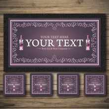Load image into Gallery viewer, Gin Bar runner, beer matts, custom gin bar runner, beer mats, bar coaster.