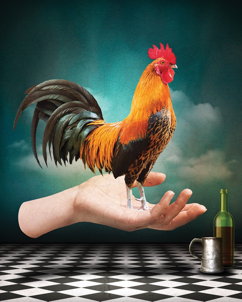 Cock in hand artwork on Canvas Custom Signs from Twofb.com signs for bars