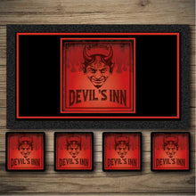 Load image into Gallery viewer, Devil's Inn - Hells Bar sign- Bar coasters, Bar runners, Beer matts