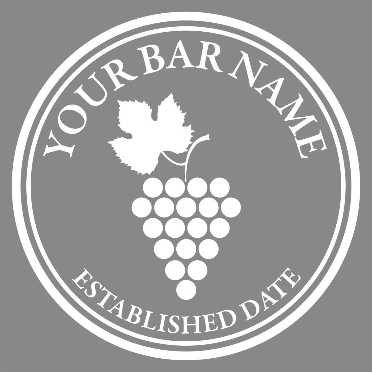 Grapes logo - Frosted window graphics. Bar & Cafe style window Decals