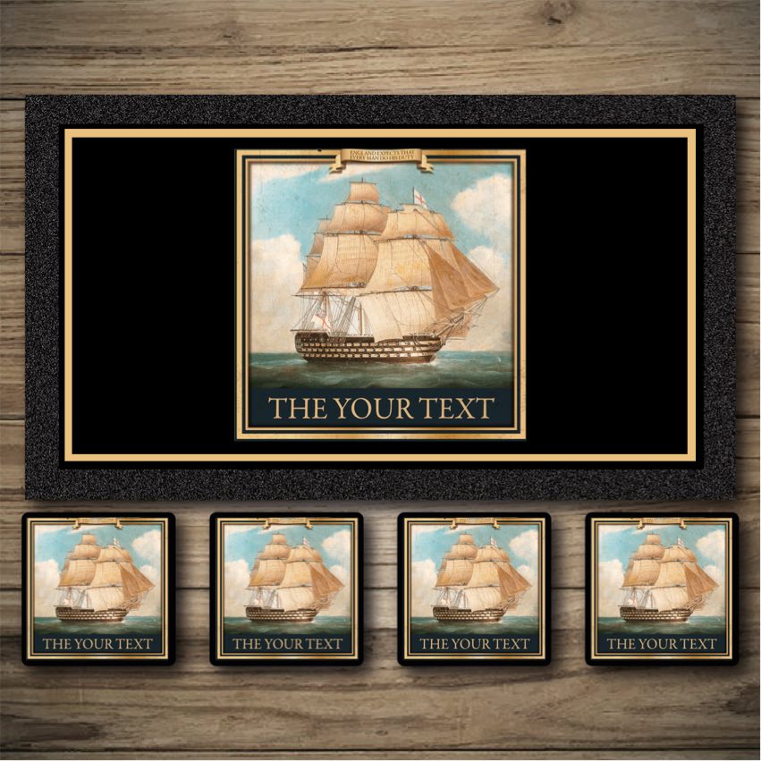 HMS Victory bar runner, Beer Mats, Bar coasters.