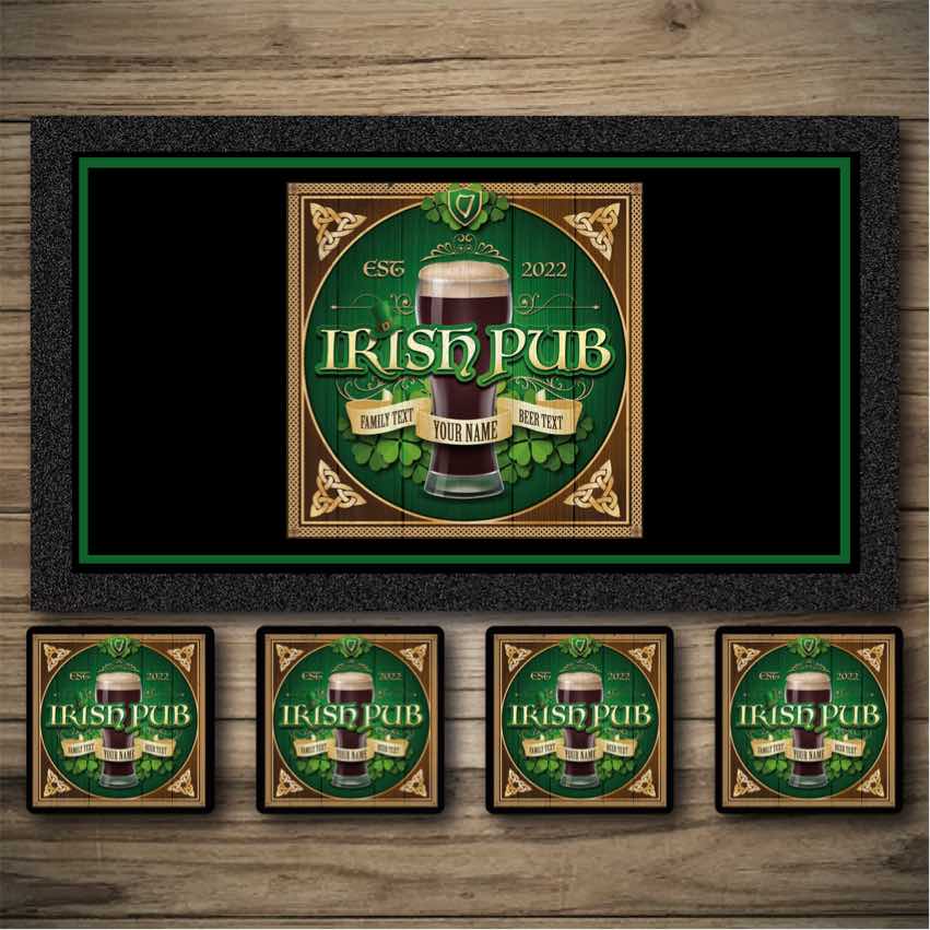 Irish bar runner, irish beer mats, Irish bar coasters, Irish bar signs