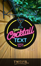 Load image into Gallery viewer, Neon Cocktail Bar Personalised Bar Sign Custom Signs from Twofb.com Bar Signs Custom