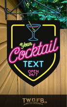 Load image into Gallery viewer, Neon Cocktail Bar Personalised Bar Sign Custom Signs from Twofb.com Gin Signs for bar