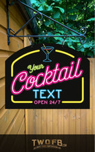 Load image into Gallery viewer, Neon Cocktail Bar Personalised Bar Sign Custom Signs from Twofb.com Gin Bar Pub Sign