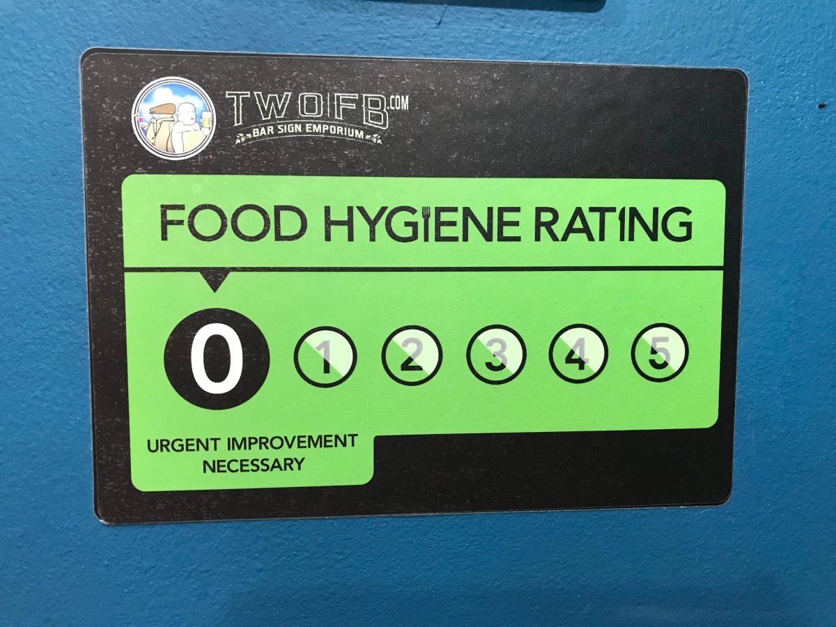 Novelty Bar Sign - Food Rating Bar Sticker Custom Signs from Twofb.com signs for bars