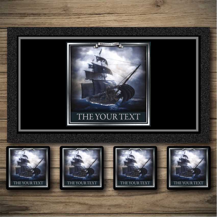 Pirates pub bar runners, Black Pearl bar runners, Custom beer mats, Bar coasters.