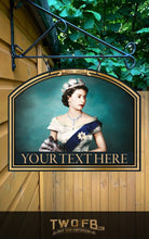 Load image into Gallery viewer, Queen Elizabeth II ( The Queens Head) Personalised Bar Sign Custom Signs from Twofb.com pub sign maker