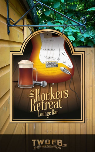 Rockers Retreat | Personalised Bar Sign | Fender Stratocaster Pub Sign