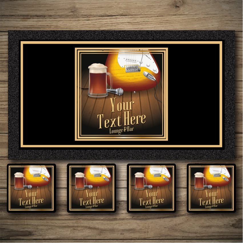 Fender strat bar runner, personlaised beer mats, bar coasters