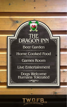 Load image into Gallery viewer, The Welsh Dragon Inn ChalkBoard Personalised Bar Sign Custom Signs from Twofb.com signs for bars