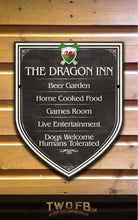 Load image into Gallery viewer, The Welsh Dragon Inn ChalkBoard Personalised Bar Sign Custom Signs from Twofb.com signs for bars