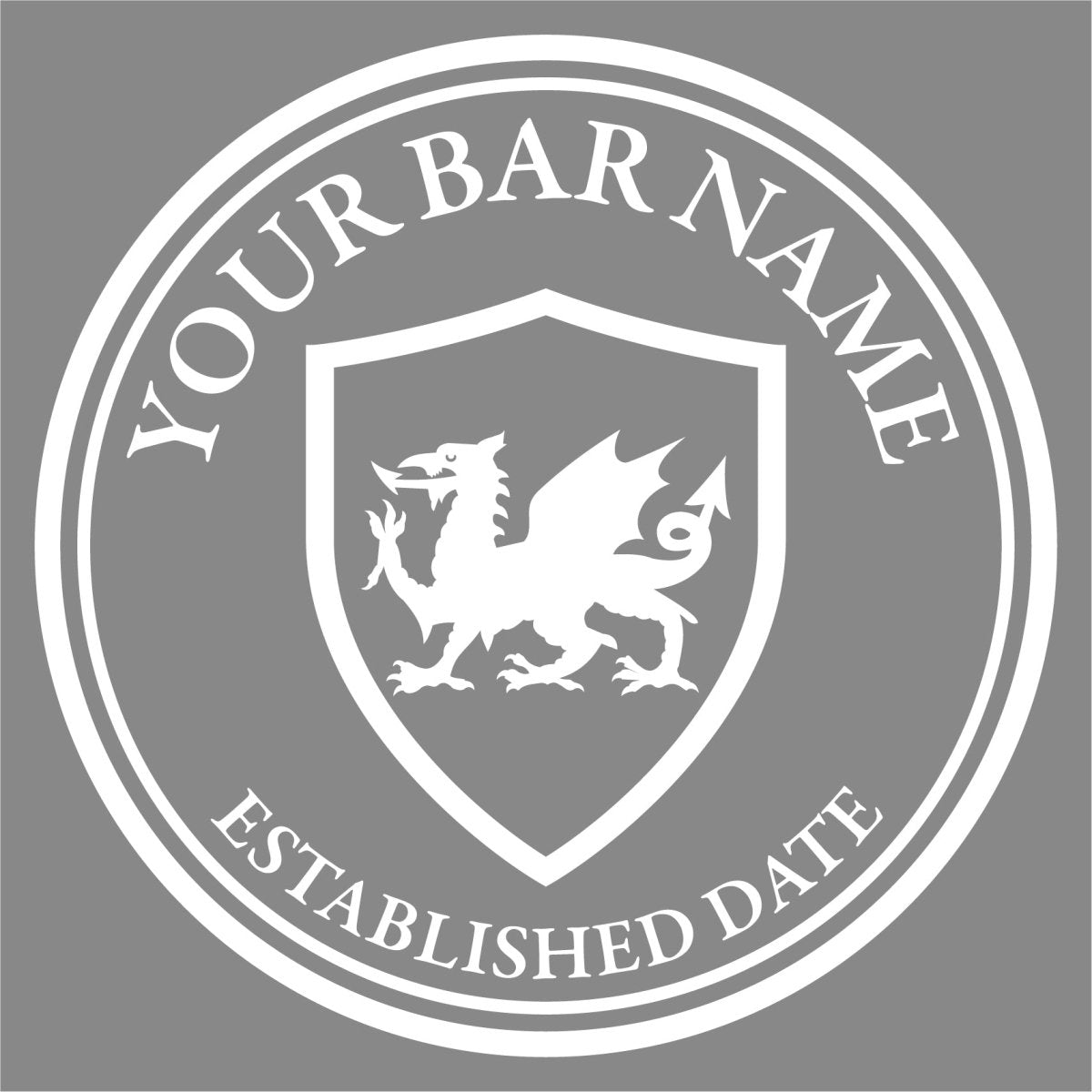 Wales logo - Frosted window graphics. Bar & Cafe style window Decals