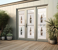 Load image into Gallery viewer, Wine Bar logo - Frosted window graphics. Bar &amp; Cafe style window Decals
