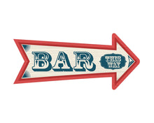 Load image into Gallery viewer, Wood Style Arrow, Bar This Way Custom Signs from Twofb.com signs for bars