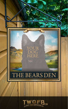 Load image into Gallery viewer, Your Dog on The Bears Den Bar Sign Custom Signs from Twofb.com Home bar signage
