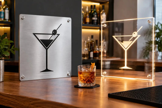 Aluminium Signs vs Acrylic for Home Bars - Two Fat Blokes Ltd