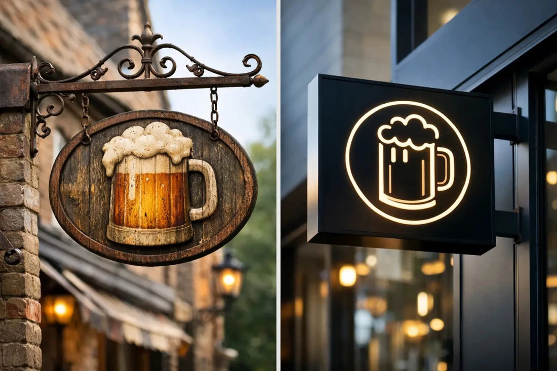 Vintage Versus Modern Pub Signs - Two Fat Blokes Ltd