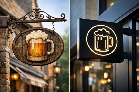 Vintage Versus Modern Pub Signs - Two Fat Blokes Ltd