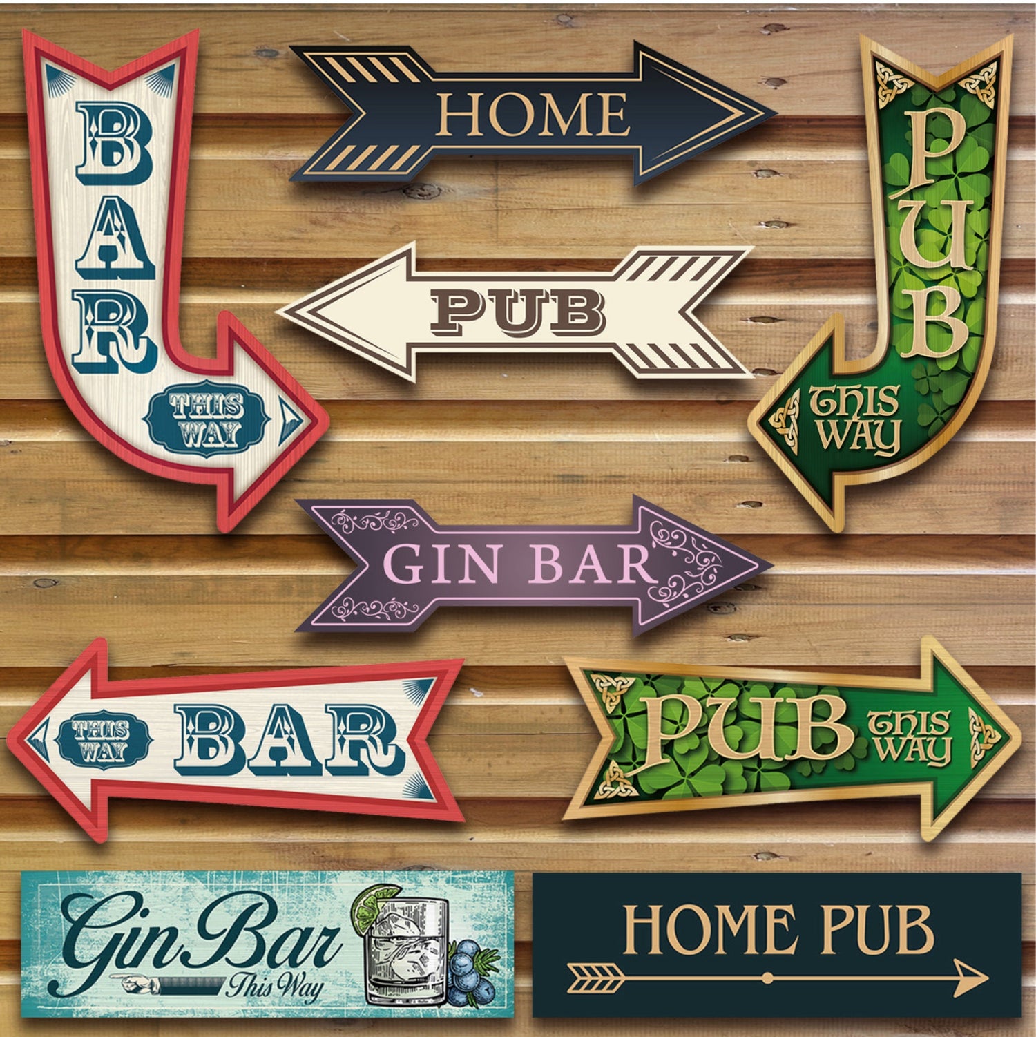 Arrow Bar Signs | Pub Shed | Garden Bar | Direction signs