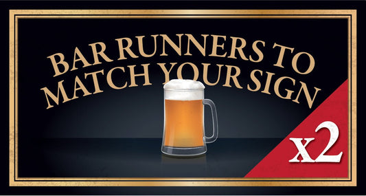 3 Bar runners & 12 Coasters to match your sign Custom Signs from Two Fat Blokes Ltd signs for bars