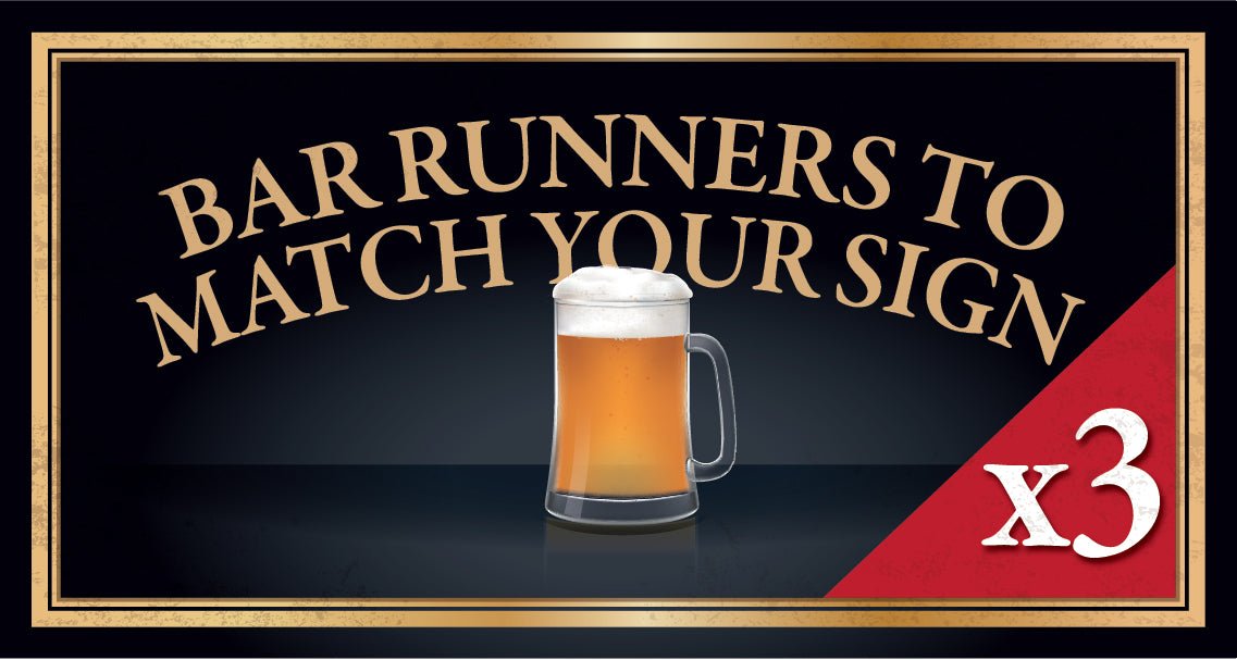 3 Bar runners & 12 Coasters to match your sign Custom Signs from Two Fat Blokes Ltd signs for bars