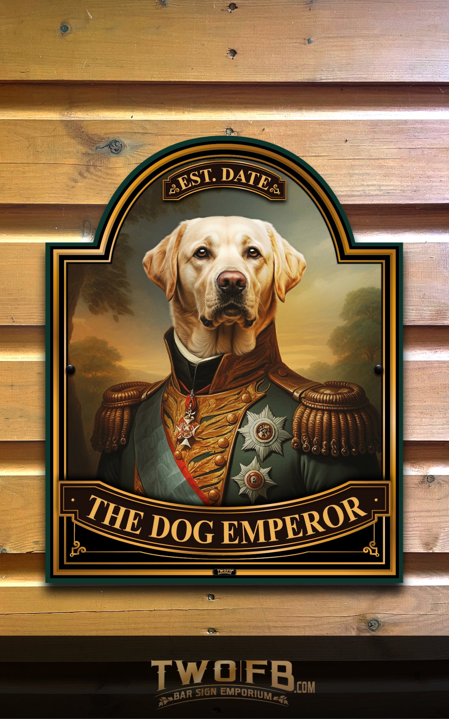 Golden Labrador in Uniform, Custom bar sign, hanging pub sign, Bar sign, pub sign, Personalised bar sign, Funny bar sign, home bar signs uk, bar signs uk, bar signs.co.uk, custom pub sign uk, pub sign design, outdoor bar signs
 