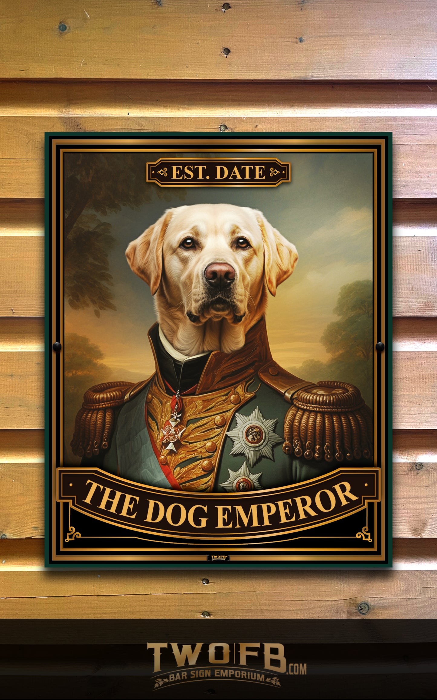 Golden Labrador in Uniform, Custom bar sign, hanging pub sign, Bar sign, pub sign, Personalised bar sign, Funny bar sign, home bar signs uk, bar signs uk, bar signs.co.uk, custom pub sign uk, pub sign design, outdoor bar signs
 