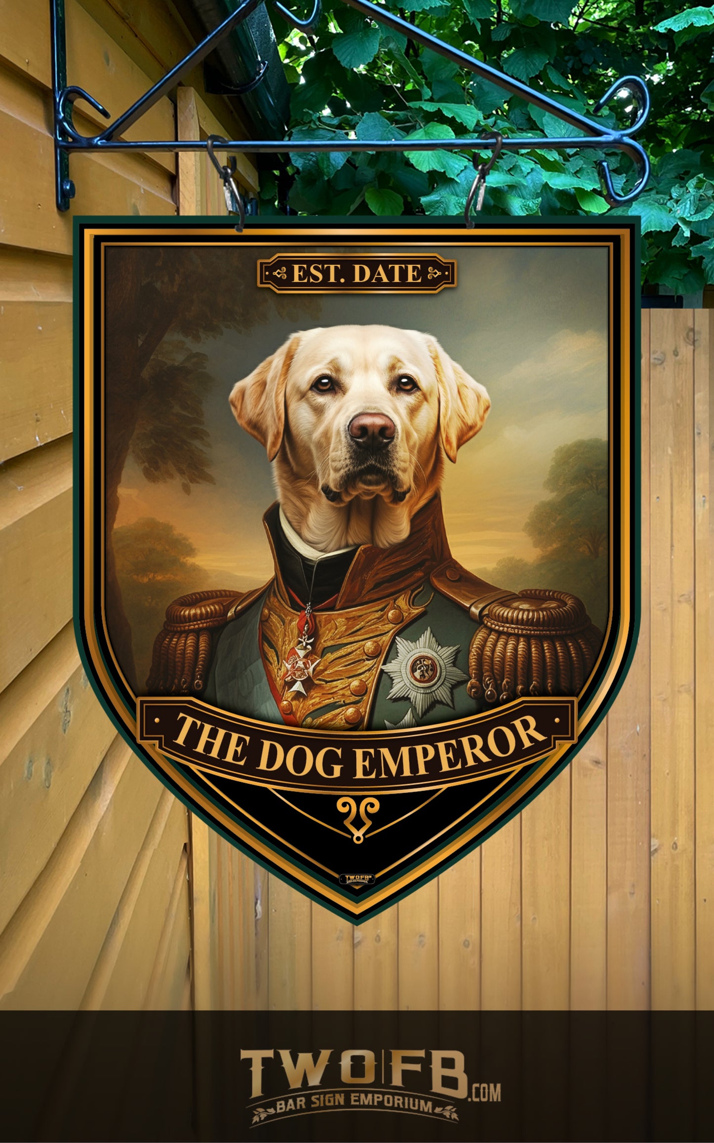 Golden Labrador in Uniform, Custom bar sign, hanging pub sign, Bar sign, pub sign, Personalised bar sign, Funny bar sign, home bar signs uk, bar signs uk, bar signs.co.uk, custom pub sign uk, pub sign design, outdoor bar signs
 