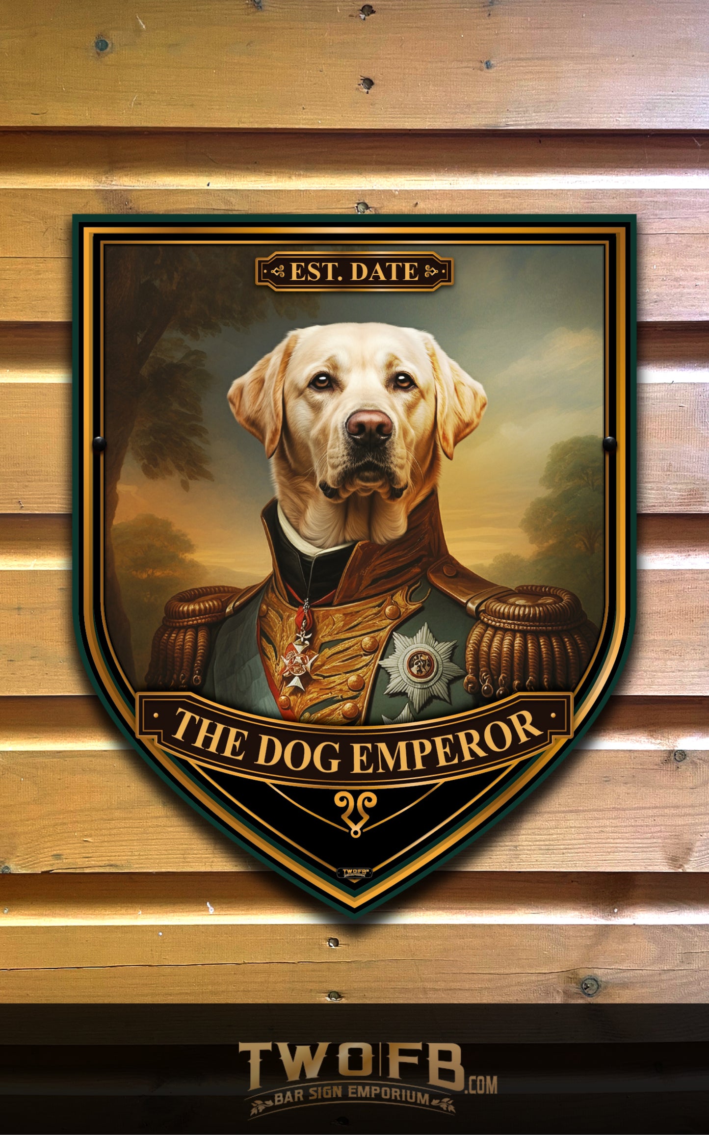Golden Labrador in Uniform, Custom bar sign, hanging pub sign, Bar sign, pub sign, Personalised bar sign, Funny bar sign, home bar signs uk, bar signs uk, bar signs.co.uk, custom pub sign uk, pub sign design, outdoor bar signs
 