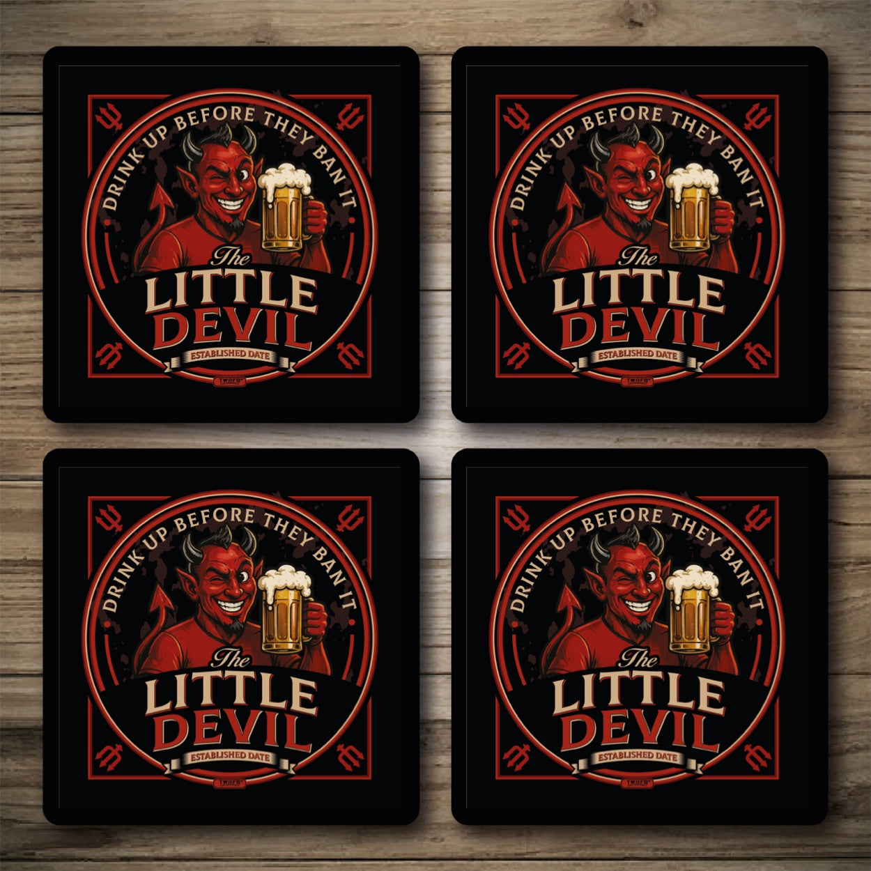 Personalised Bar Mats | Drip Mats | Custom Bar Runners | Little Red Devil